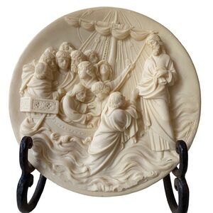 “CRISTO CAMMINA SULLE ACQUE” WALL HANGING PLATE BY A.SANTANGELA 1986 ITALY #2014